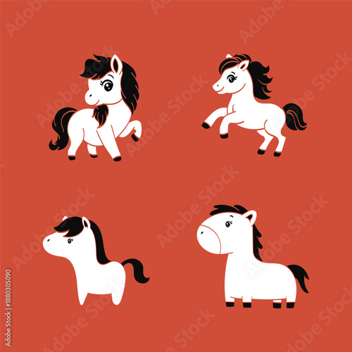 Adorable White Cartoon Ponies Collection