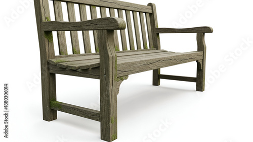 Wooden Garden Bench Isolated on White Background