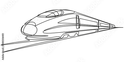  self drawing of continuous one line bullet train speeding on the tracks carrying passengers, Affordable public transportation. Full length single line animation. 