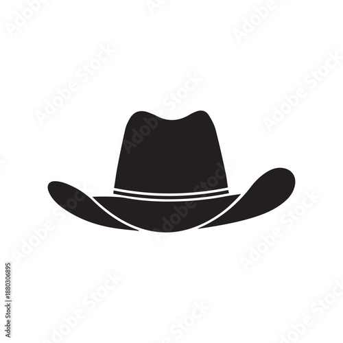 Classic Cowboy Hat Symbol Isolated on White Background Minimalist Silhouette