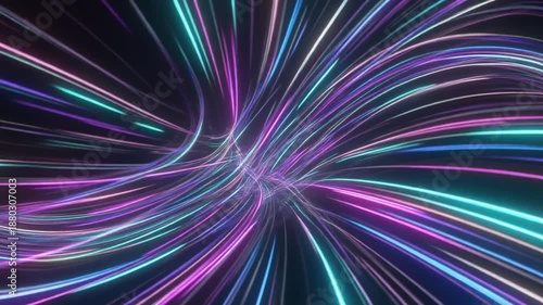 Multicolored Light Streaks Moving Fast.