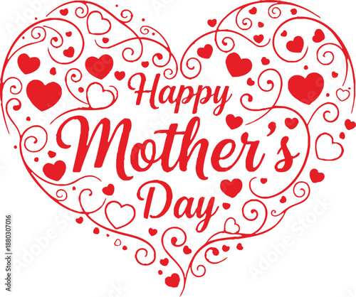 Happy mother's day wishes and greetings with red hearts