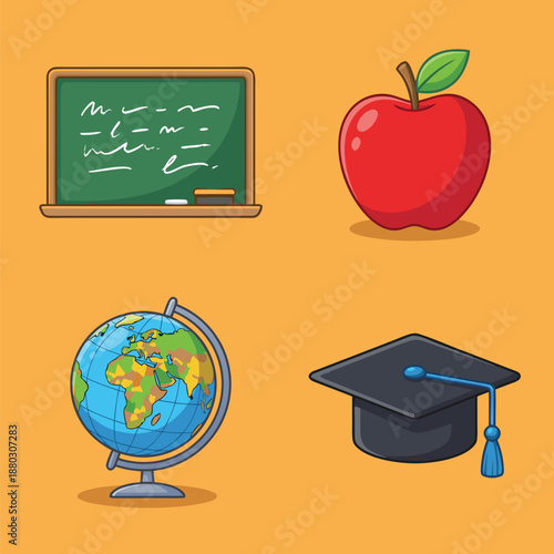 School supplies and education elements set.