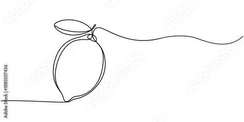 Lemon continuous one line drawing set isolated on transparent background. Horizontal banner. Outline lemon citrus collections. Editable stroke. Vector illustration.