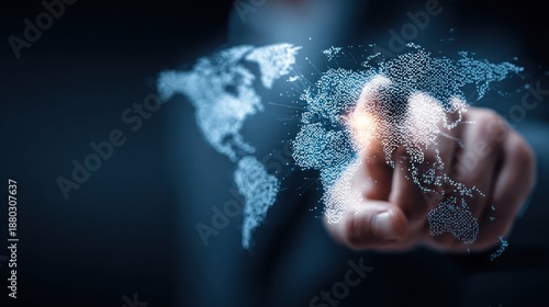 Touching world map digital interface