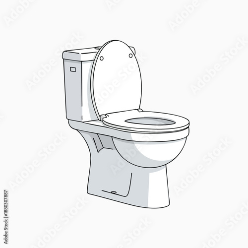 Toilet Illustration with Open Lid