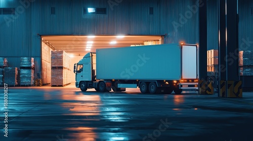 Truck at warehouse door ready for loading