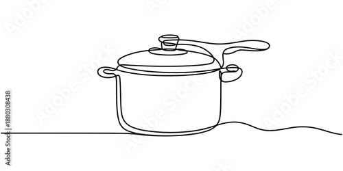 Pressure cooker. Icon. Vector drawing. One line art. A simple drawing of a continuous line of a kitchen electric appliance. Kitchen and cooking pressure cooker thin line Icon, Rice Cooker. 