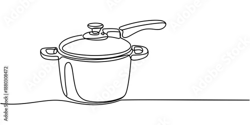 Pressure cooker. Icon. Vector drawing. One line art. A simple drawing of a continuous line of a kitchen electric appliance. Kitchen and cooking pressure cooker thin line Icon, Rice Cooker. 