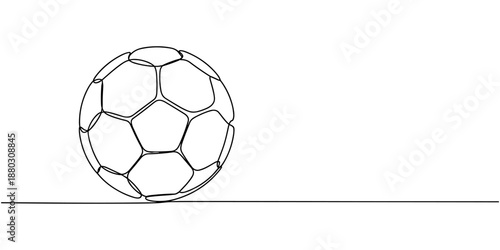 Football ball one line art. Continuous line drawing of soccer ball, sport, running, ball sports, activity, athlete, game, training, goal, play. one line Icon drawing