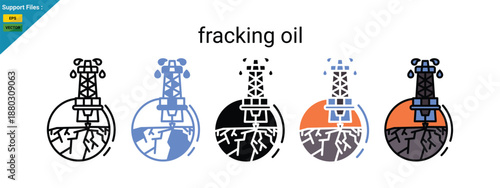 fracking oil icon, multi syle icon, vector.