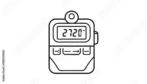 vector Digital Pedometer Device Simple Line Art Illustration