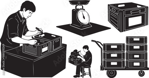 Warehouse workers handling boxes and packages efficiently always