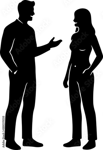 Elegant Conversation Silhouette Man and Woman