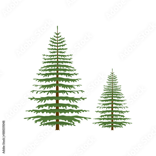 
Evergreen Conifer Trees Collection – Spruce, Fir, Pine, Cedar and Cypress Tree Vector Illustration for Forest, Nature and Winter Landscape Design