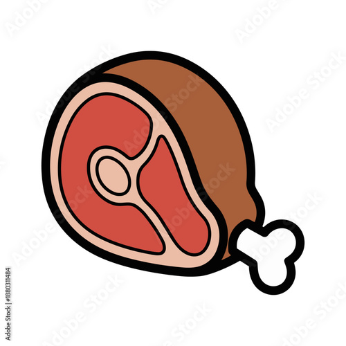 Meat on the Bone Ham Shank Vector Illustration