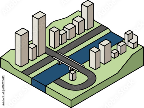Minimal Flat Isometric Urban Landscape