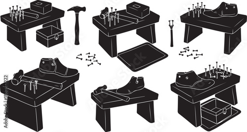 Assembly and disassembly of furniture with tools and parts