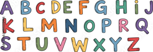 Colorful hand drawn alphabet letters illustration set featuring playful watercolor typography for kids education learning creative design