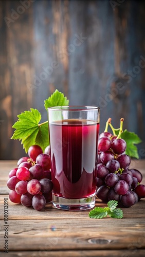 Freshly squeezed grape juice in a transparent glass