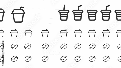 Modern coffee and drink icons in various styles and designs