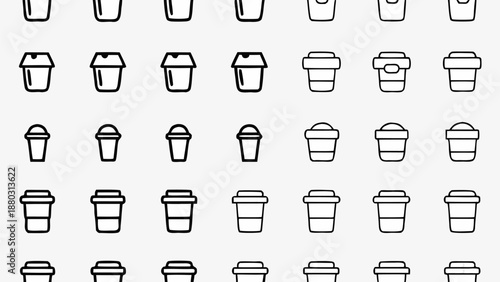 Various coffee cup icons in simple black line art style