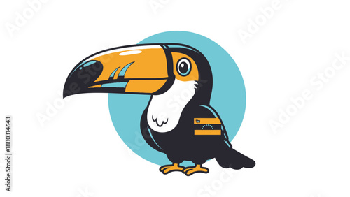 Vibrant toucan with oversized beak in modern graphic design