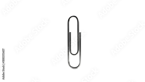 A silver paperclip isolated on transparent background