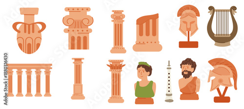 Ancient Greek Architecture and Mythology Illustration