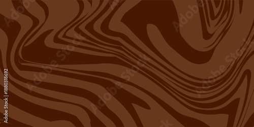 Abstract brown psychedelic waves print background. 1970s trippy seamless pattern. Marble acrylic swirl pattern. Coffee or chocolate liquid texture.