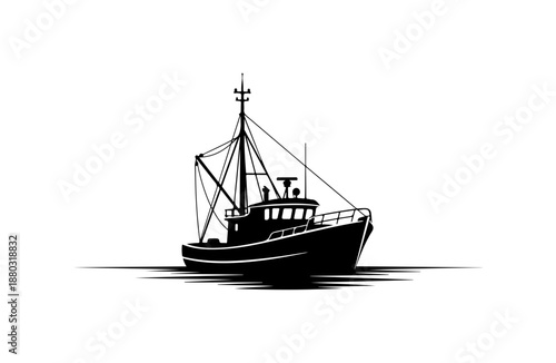 Black and White Ship Illustration