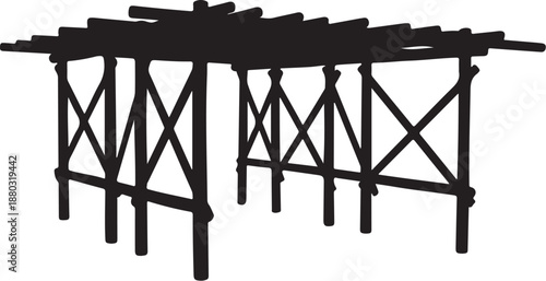 Black Scaffolding Structure Isolated on White Background Silhouette