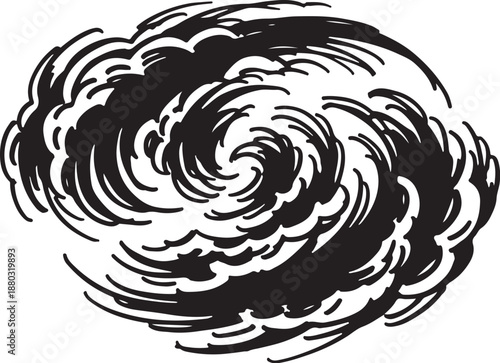 Swirling Black Cloud on White Background Illustration Design