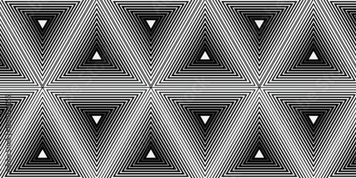 Hypnotic Kaleidoscope Moire Black and White Line Seamless Repeat Vector Pattern