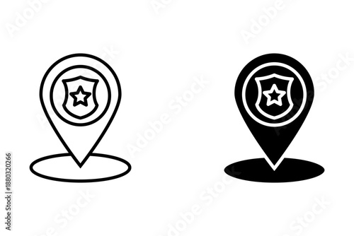 Police Station Location Icon - Law Enforcement Map Pointer