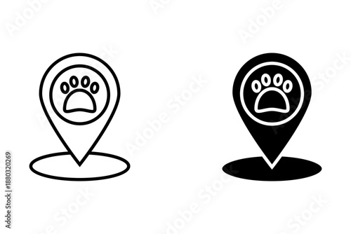 Pet locator icon. Map pointer icon. Vector illustration.