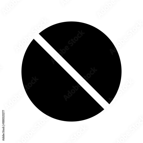 Minimalist Black Prohibition Sign Icon Isolated on White