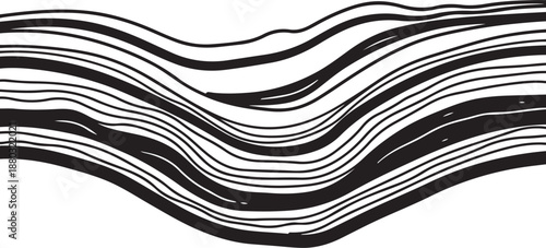 Black and white wavy lines abstract art design element