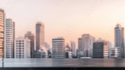 Stunning urban skyline panorama modern cityscape architecture with skyscrapers at dusk.