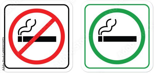 No smoking and smoking area sign label on transparent background