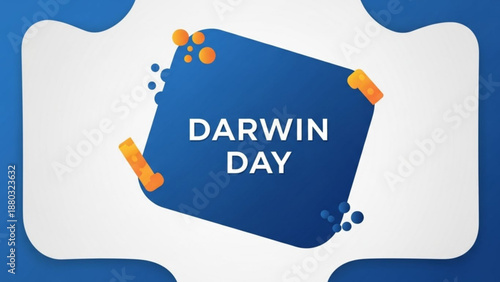 Darwin day celebration concept with blue and orange design elements