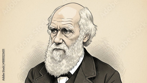 Portrait of an old man with a white beard and suit