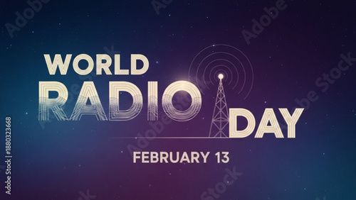 World radio day february 13th event logo illustration