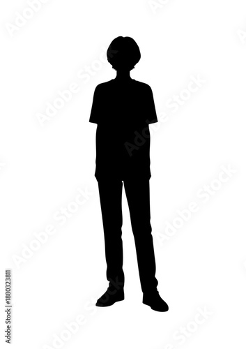 Human Silhouette with Both Arms in Front in Listening Pose