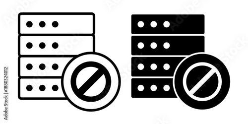 Server Block Black Icon Bundle for Restricted Access Control and Protected Data Operations