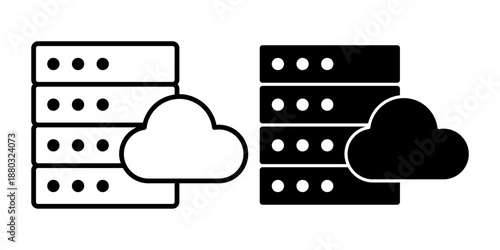 Server Cloud Black Icon Bundle for Modern Online Storage and Connected Digital Infrastructure