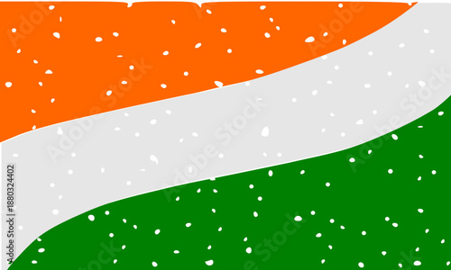 Indian flag colors abstract wavy background with white texture, saffron and green tricolor wave for Republic Day and Independence Day celebration, patriotic textured backdrop for greeting cards