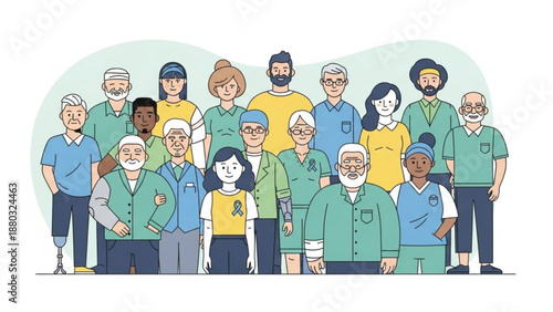 Diverse group of medical professionals standing together