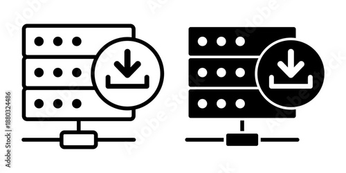 Server Download Black Icon Bundle for Efficient Data Retrieval and System Transfer Use