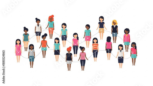 Diverse group of people standing connected in a circle formation